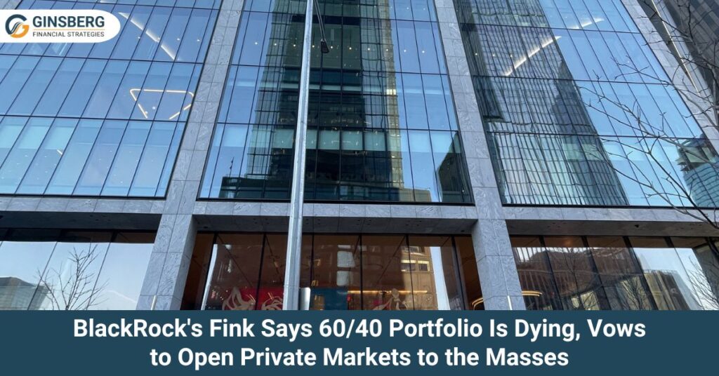 Photo of the BlackRock HQ in 50 Hudson Yards NYC accompanied by a headline about market strategies and investment trends.
