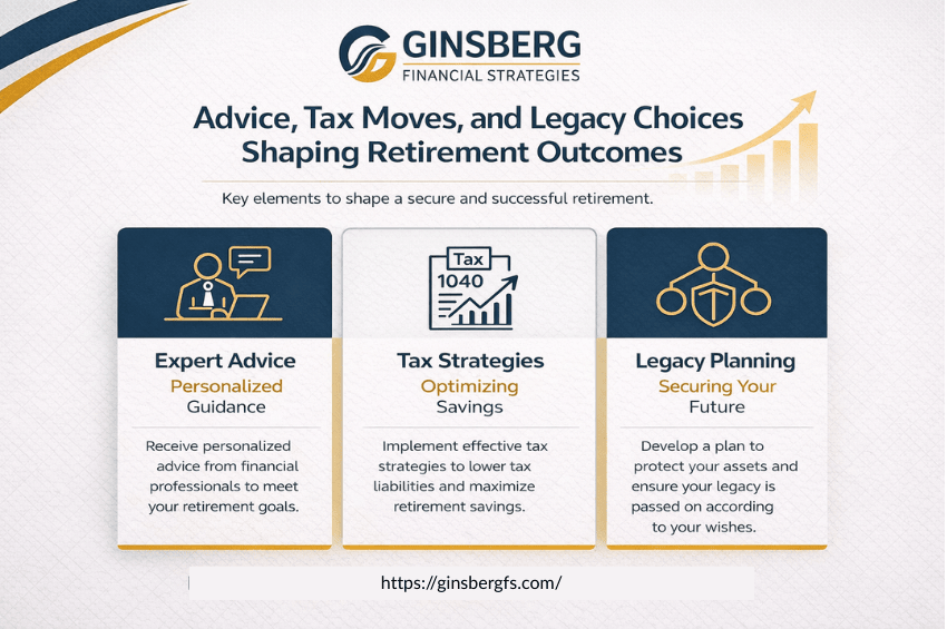 user-inserted Infographic on retirement planning: Expert Advice, Tax Strategies, and Legacy Planning by Ginsberg Financial Strategies.