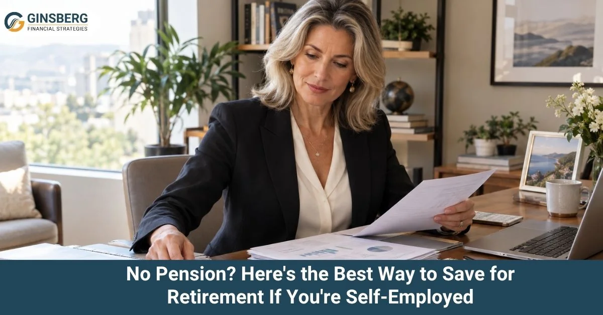 Self-employed woman reviews financials to plan best way to save for retirement.